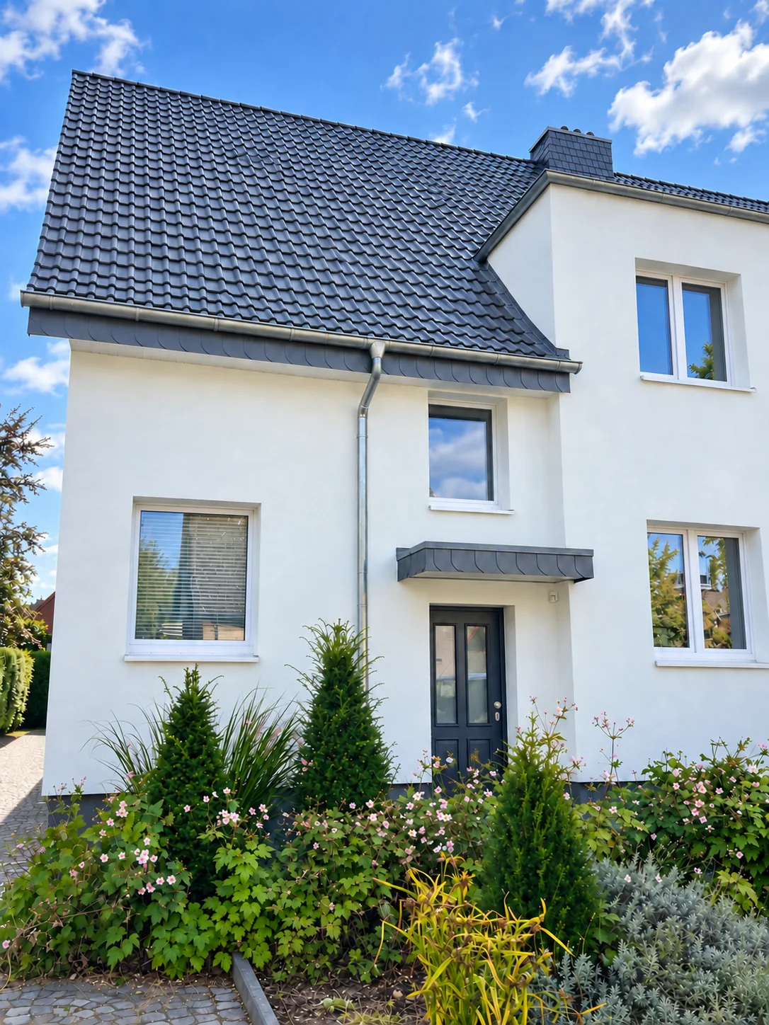 Weißes Haus mit erneuerten Fenstern in Osnabrück-Dodesheide